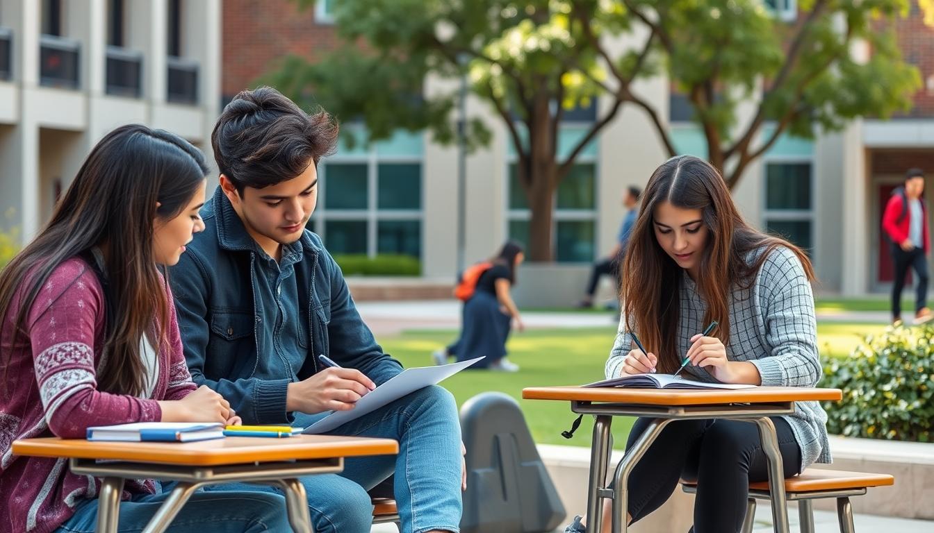 Student preparing for exams with study materials